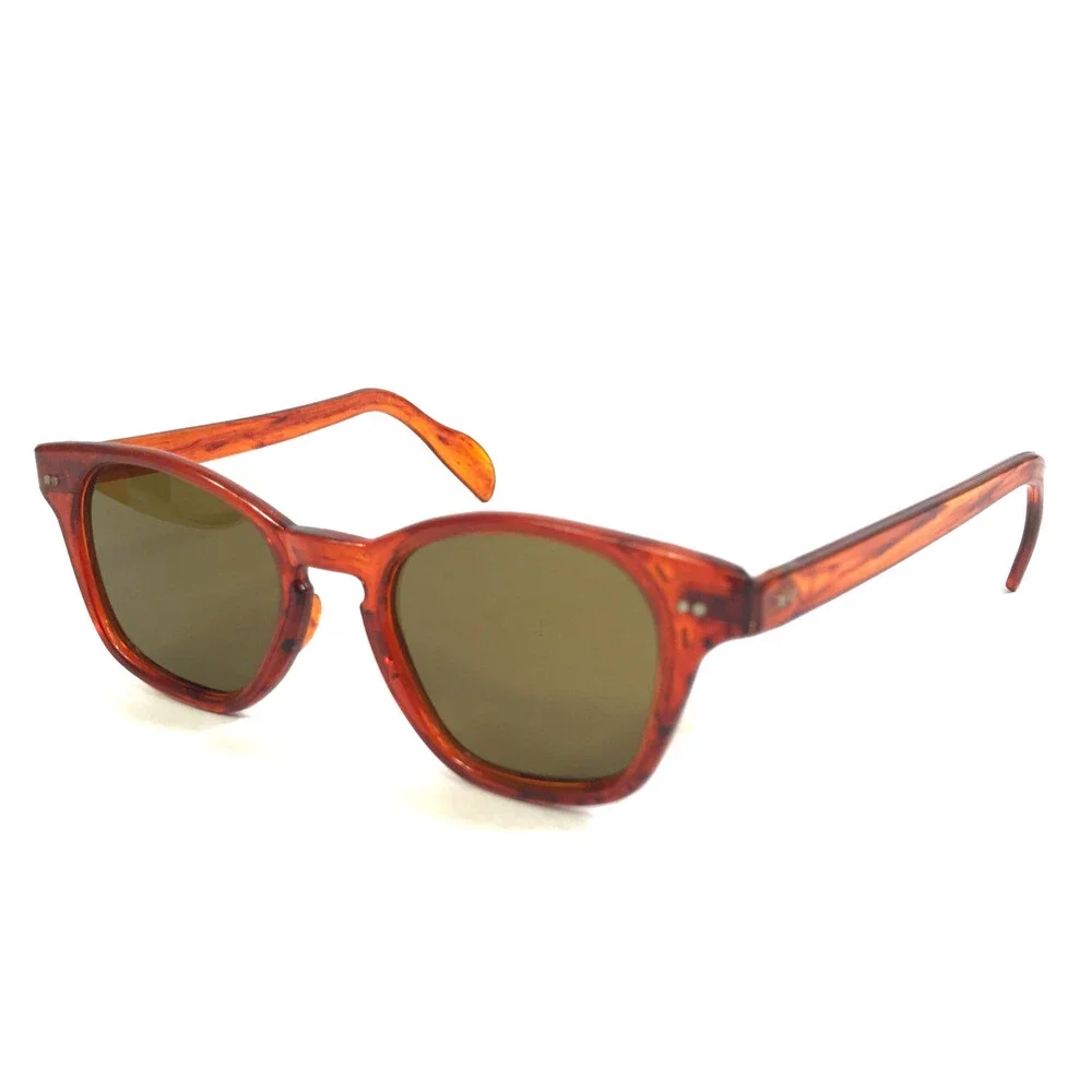 Vintage Sunglasses Clear Reddish Brown Frames with Brown Glass Lenses 45-20-128